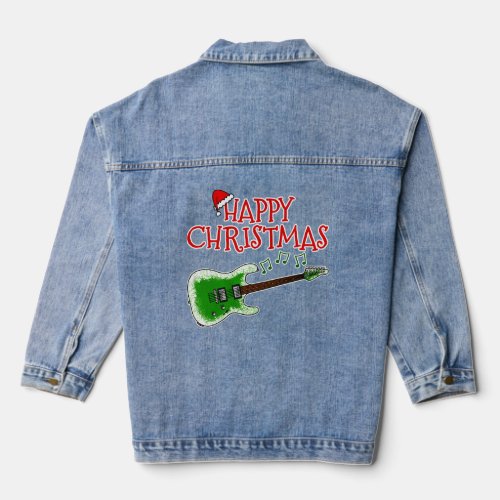 Christmas Electric Guitar Teacher Guitarist Xmas 2 Denim Jacket
