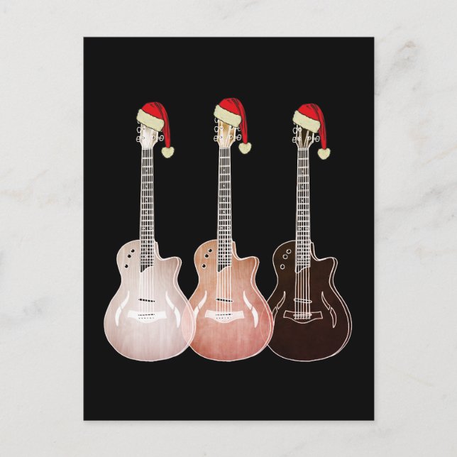 Christmas Electric Guitars Vintage Festive Retro Holiday Postcard (Front)