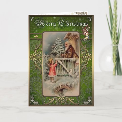 Christmas Elegance Card _ Angel and the old man