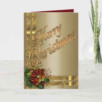 Christmas elegance card gold and red Victorian