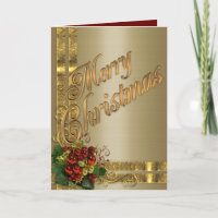 Christmas elegance card gold and red Victorian