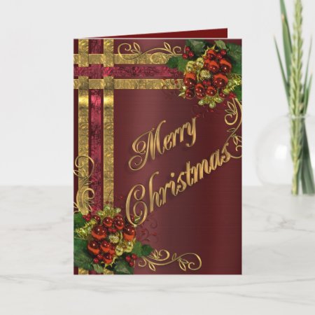 Christmas Elegance Card Gold And Red Victorian