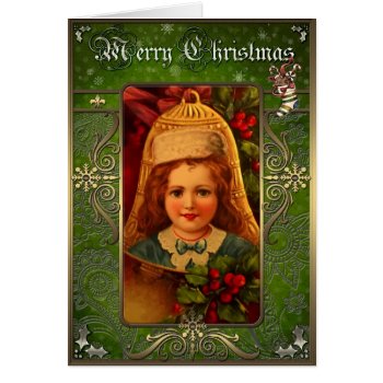 Christmas Elegance Card - Nice Girl  Bell  Holly. by VintageStyleStudio at Zazzle