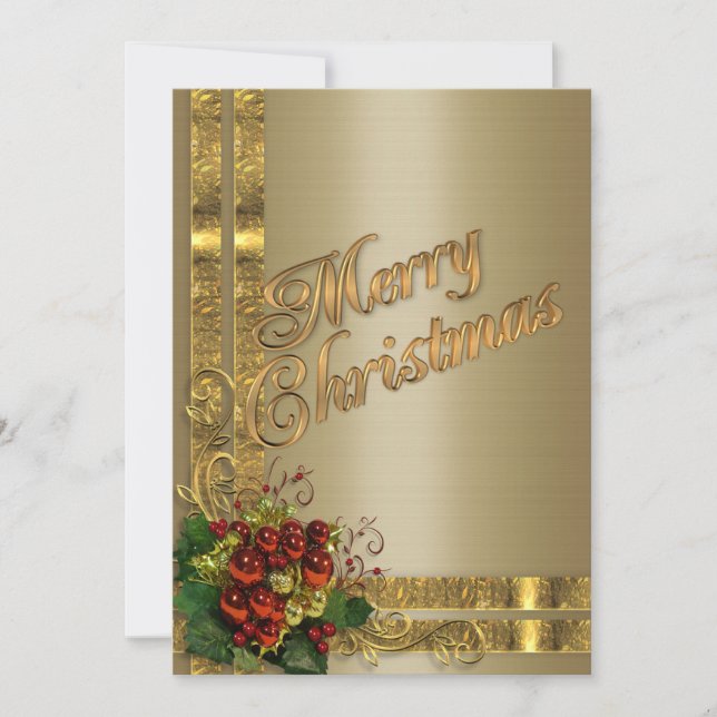 Christmas elegance flat card gold Victorian (Front)