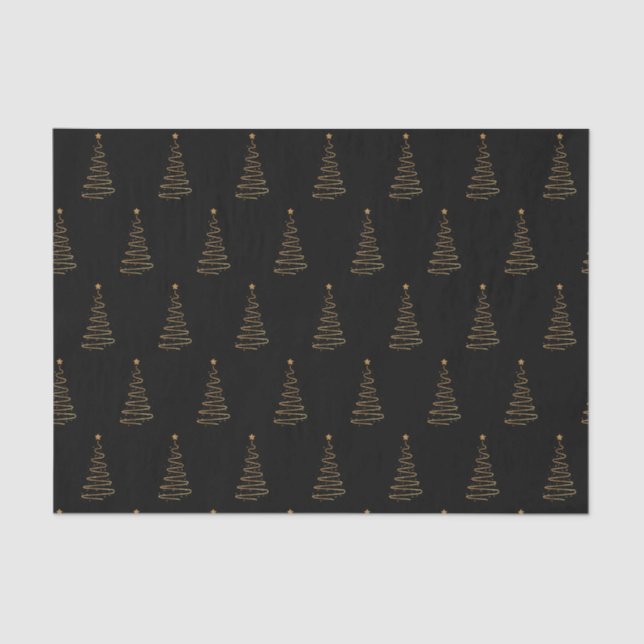 Christmas Elegant Black and Gold Tree   Tissue Paper (Front)