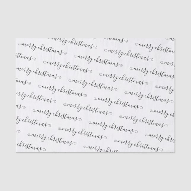 Christmas Elegant Black White Handwritten Custom Tissue Paper (Front)