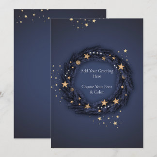 Christmas Elegant Blue Wreath TEMPLATE Card