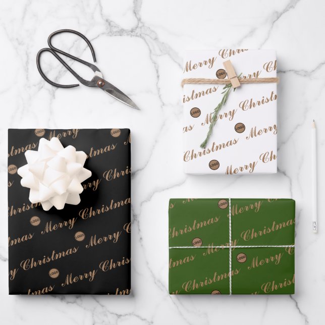 Christmas Elegant custom logo here company gift Wrapping Paper Sheets (Front)