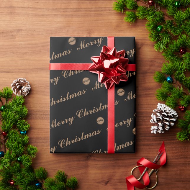Christmas Elegant custom logo here company Wrapping Paper (Holiday Gift)
