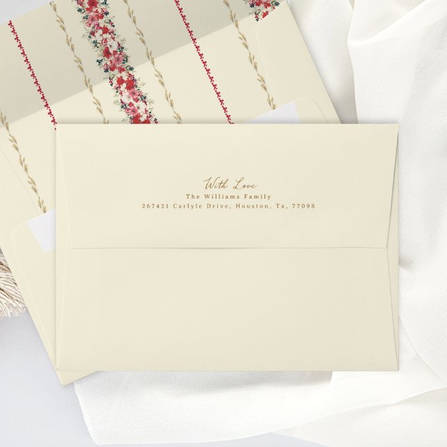 christmas elegant floral tapestry pre addressed envelope (Creator Uploaded)