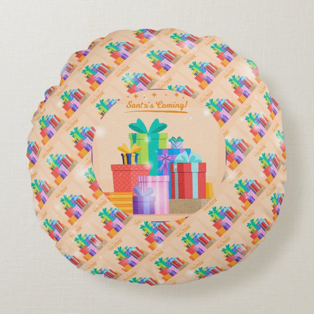 Christmas Elegant Gift Round Pillow (Front)