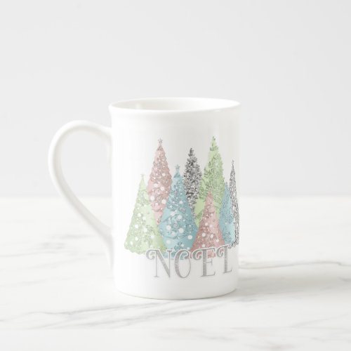 Christmas Elegant Glitter Trees Bone China Mug