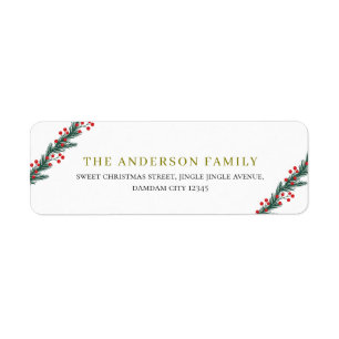 Christmas Elegant Holly Berry Return Address Label