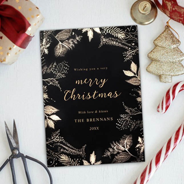 Christmas Elegant Modern Black Unique Festive Holiday Card (Christmas Elegant Modern Black Unique Festive Holiday Card)