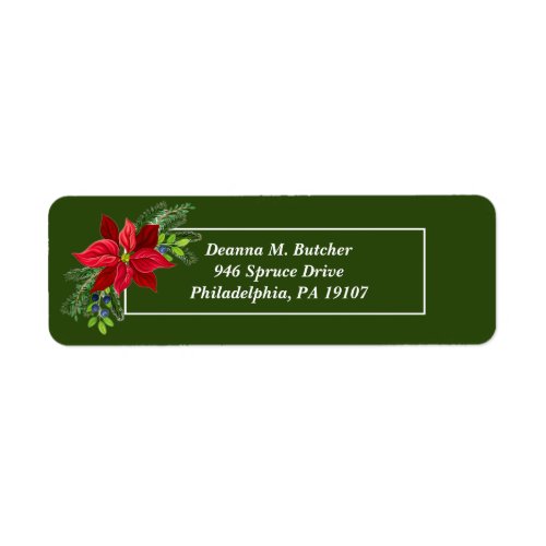 Christmas Elegant Poinsettia Address Label