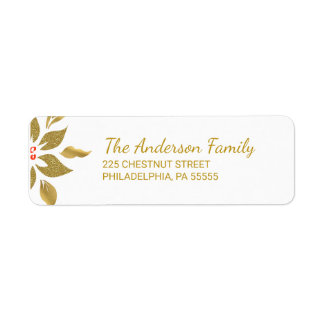 Christmas Elegant Poinsettia Return Address Label