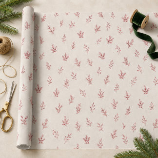 Christmas Elegant Red Holly Berries Pattern Tissue Paper