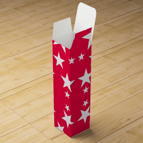 Christmas Elegant Red White Stars Template Wine Box