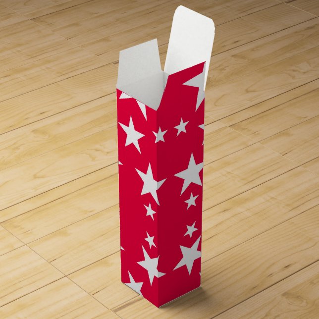 Christmas Elegant Red White Stars Template Wine Box (Opened)