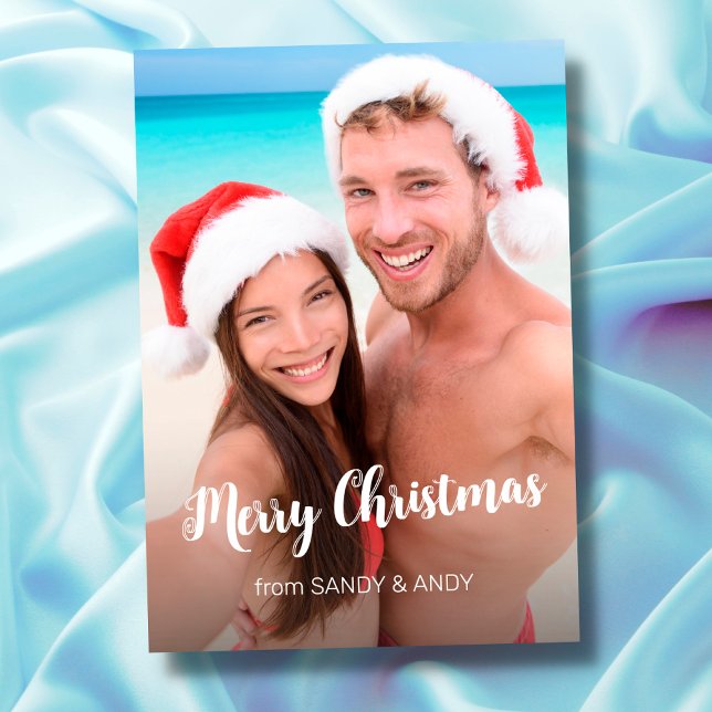 Christmas Elegant Script 2 Side Design Photo Holiday Card (Creator Uploaded)