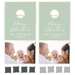 Christmas elegant script green modern elegant cornhole set