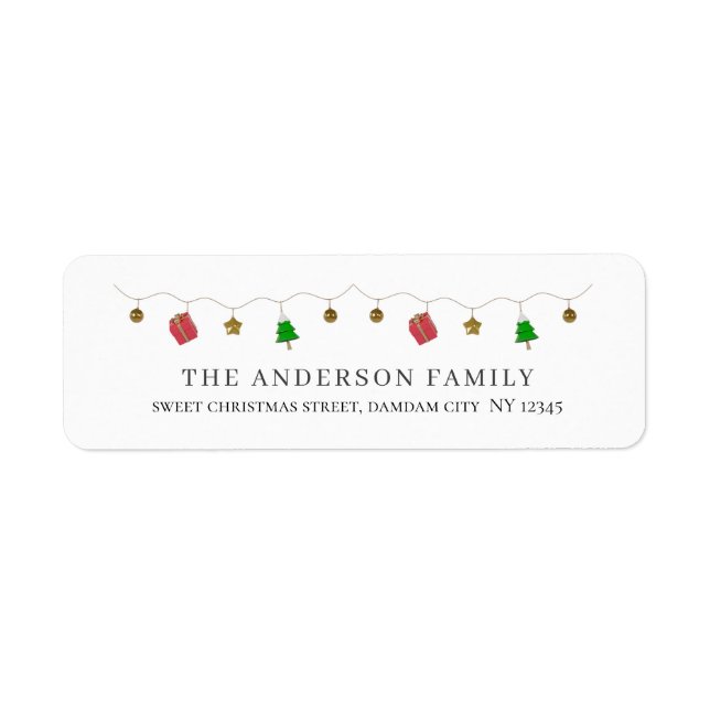 Christmas Elegant Simple Return Address Label (Front)