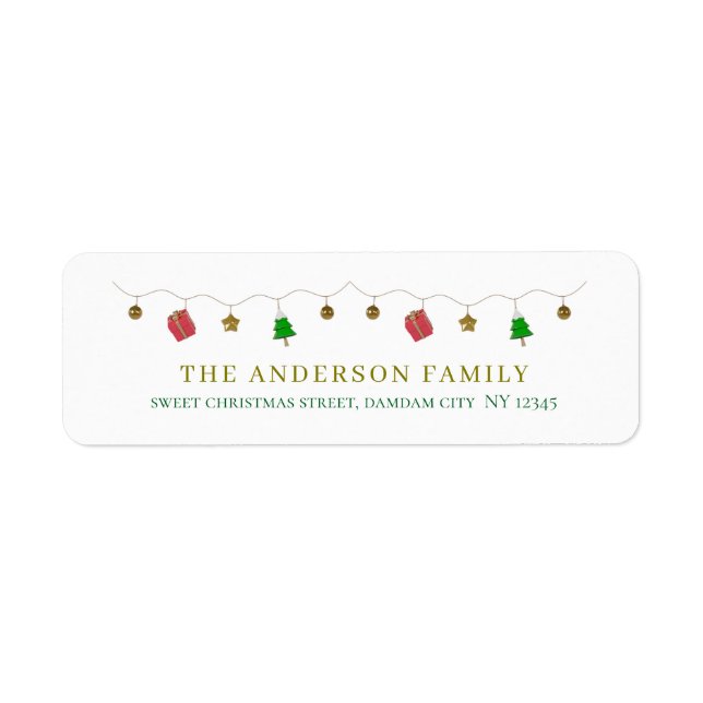Christmas Elegant Simple Return Address Label (Front)