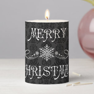 Christmas Elegant, Vintage, Victorian Damask Pillar Candle