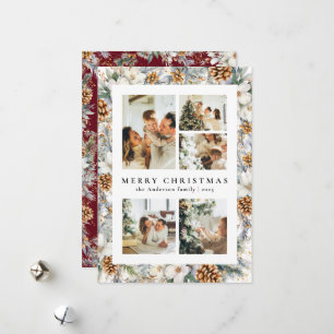 Christmas Elegant Watercolor Botanical Foliage Holiday Card