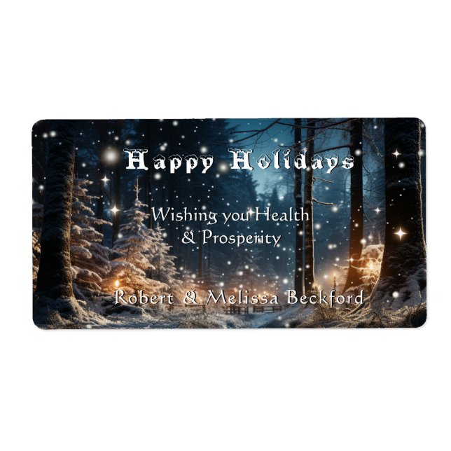Christmas  Elegant Winter Festive Forest Label (Front)