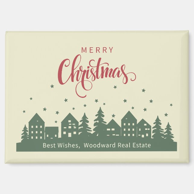 Christmas Elegant Winter Houses | Realtor Custom Magnet (Front)