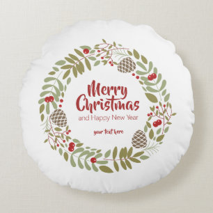 Christmas, elegant, winter. round pillow