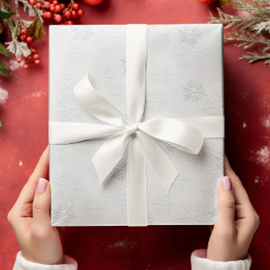 Christmas Elegant Winter Silver Snowflake Pattern  Wrapping Paper
