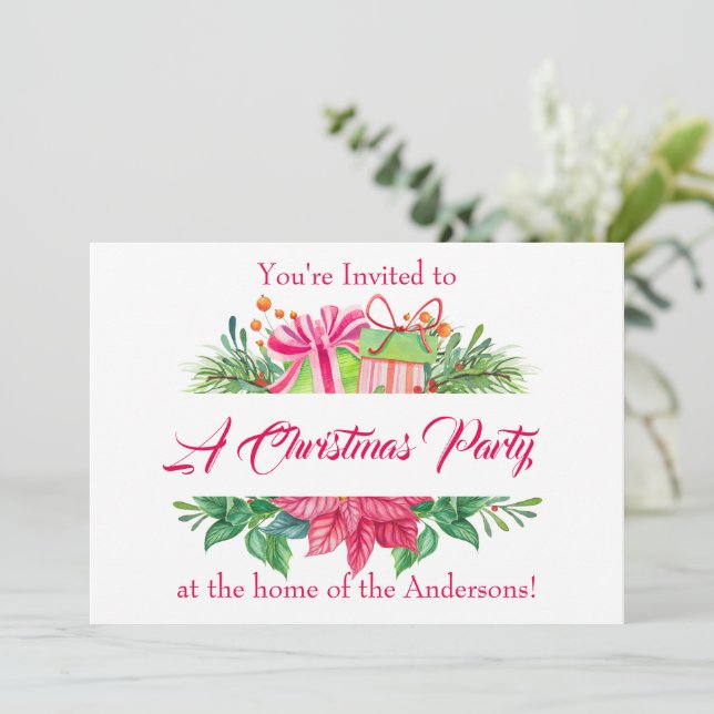 Christmas Elements Christmas Party Invitation (Standing Front)