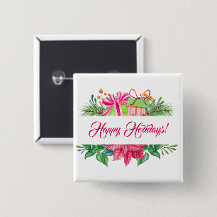 Christmas Elements Happy Holidays Button