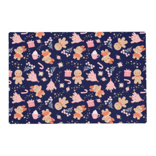 Christmas Elements on Navy Blue and Purple Placemat