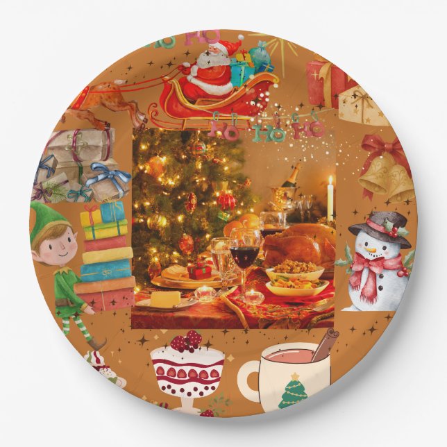 Christmas elements paper plates (Front)