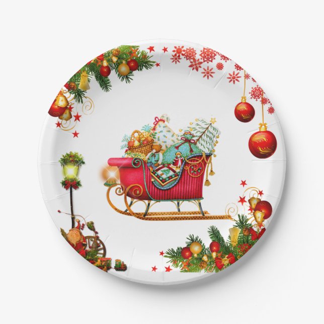 Christmas Elements Paper Plates (Front)