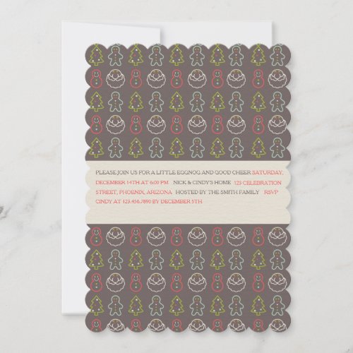 Christmas Elements Pattern Holiday Party Invite