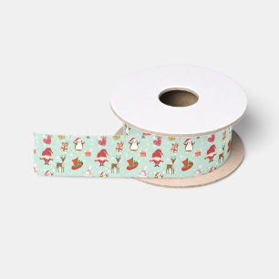 Christmas Elements Reindeer Elves Satin Ribbon