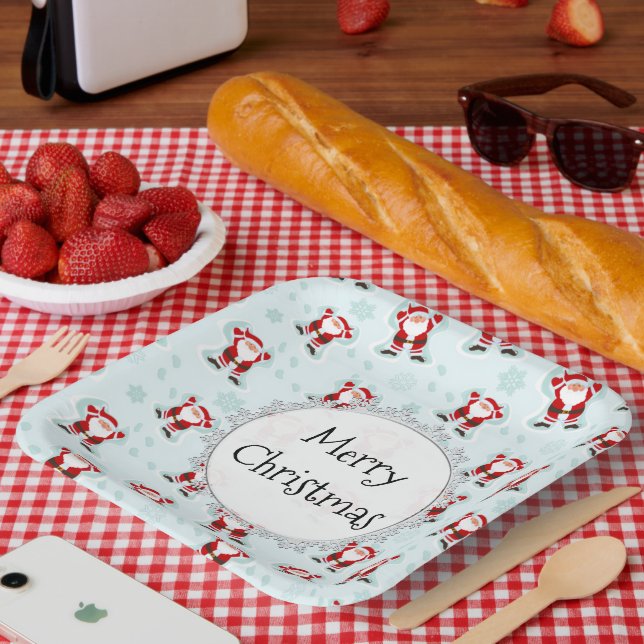 Christmas Elements Santa Claus Paper Plates (Picnic)