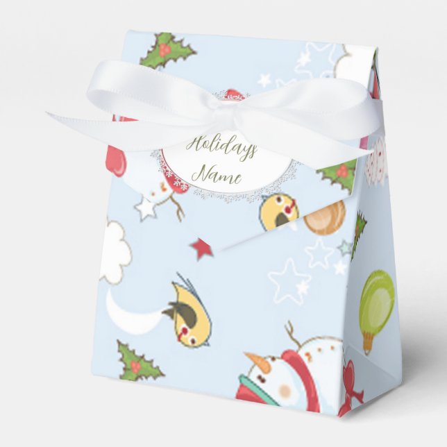 Christmas Elements Snowman Pattern Favor Boxes (Front Side)