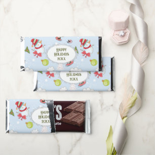 Christmas Elements Snowman Pattern Hershey Bar Favors