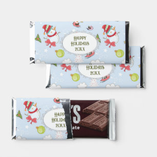 Christmas Elements Snowman Pattern Hershey Bar Favors