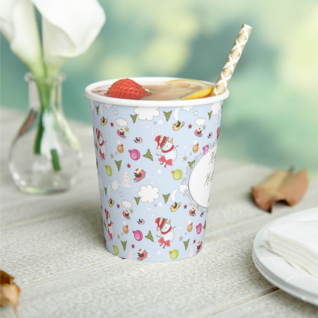 Christmas Elements Snowman Pattern Paper Cups (Insitu)