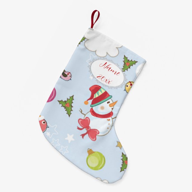 Christmas Elements Snowman Pattern Small Christmas Stocking (Front (Hanging))