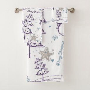 Christmas Elements Snowman Sketch Bath Towel Set