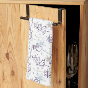 Christmas Elements Snowman Sketch Kitchen Towel