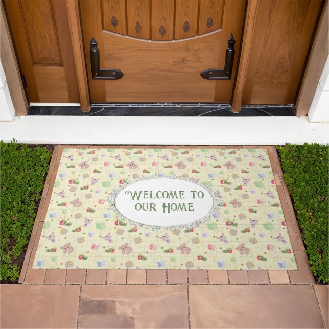 Christmas Elements Teddy Bear Doormat (Outdoor)