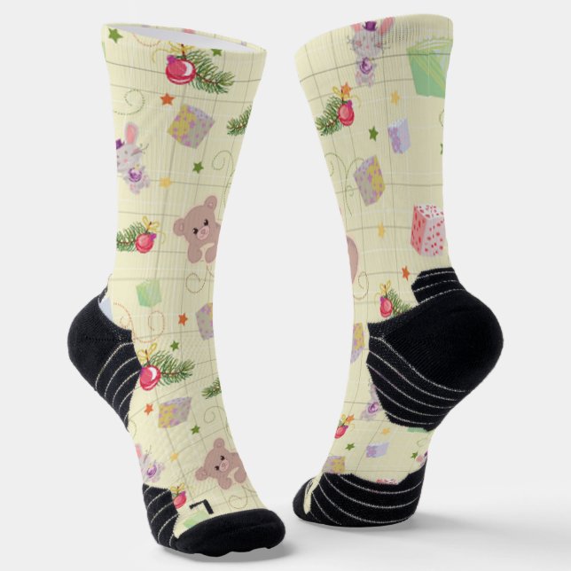 Christmas Elements Teddy Bear Socks (Angled)